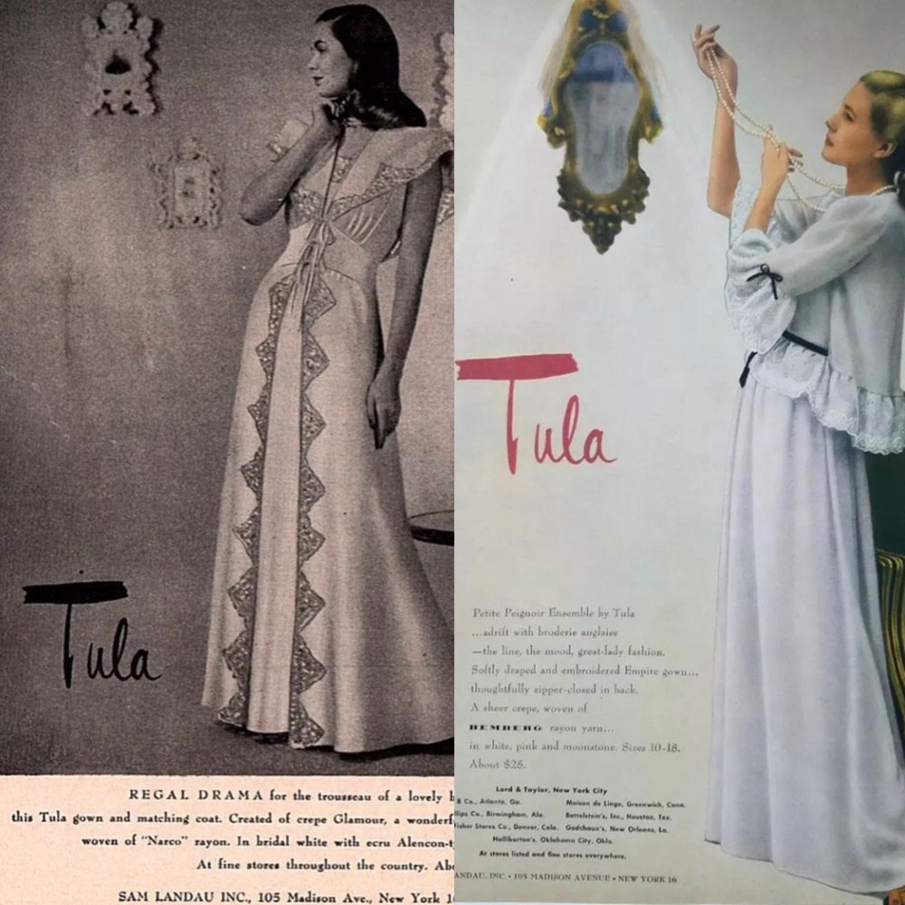 SOLD 1940s Robe Gown Vintage Bridal Wedding Night Luxurious Crepe Lingerie Tula - Picture 10 of 10